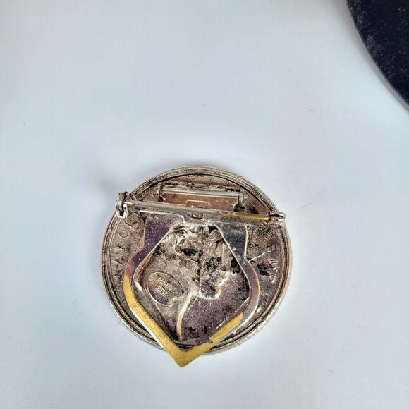 Vintage Emperor Napoleon Faux Coin Brooch Pin Scarf Pin Signed Mark XIV 1.5 in - Picture 3 of 4